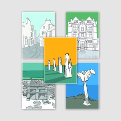 iDesign Crafted In Orkney - Illustrated Orkney Card Pack GCPACK2 - 5 Pack